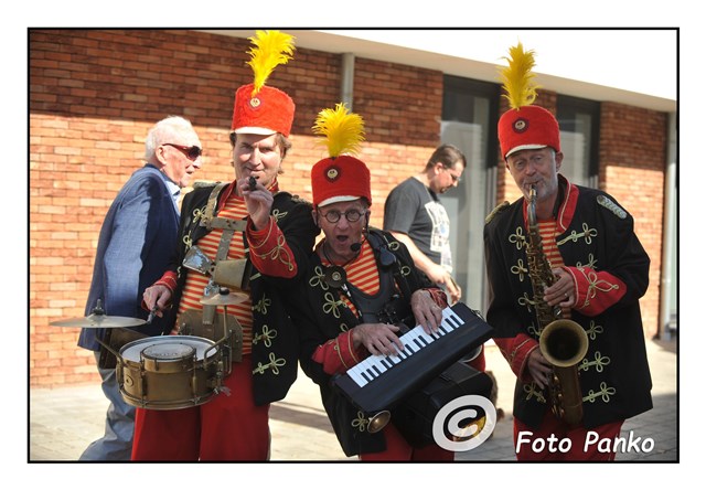 De Fanfare Band Muziek voor een festivalbruiloft actfoto De Fanfare Band Muziek voor een festivalbruiloft actfoto
